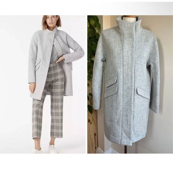 J. Crew Cocoon Coat Womens Sz 20 Gray Italian Stadium Cloth Wool Blend Full Zip - Picture 1 of 16